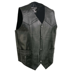 Event Leather EL5310 Men's Classic Black Leather Vest with Snap Button Closure