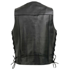 Event Leather EL5315 Men's Black Motorcycle Riders Leather Vest for Men w/ Side Lace- Riding Club