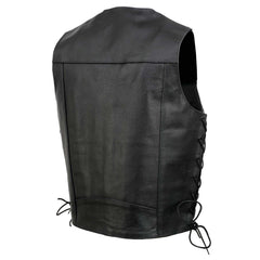 Event Leather EL5315 Men's Black Motorcycle Riders Leather Vest for Men w/ Side Lace- Riding Club