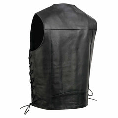Event Leather EL5315 Men's Black Motorcycle Riders Leather Vest for Men w/ Side Lace- Riding Club