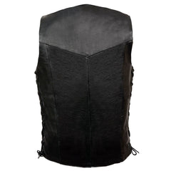 Event Leather EL5315TALL Black Motorcycle Leather Vest for Men's Tall Sizes Riding Club Adult Motorcycle Vests