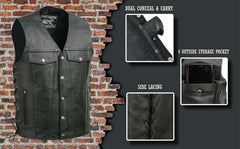 Event Leather EL5360TALL Men's Side Lace Vest with Denim Style Pockets Tall Sizes