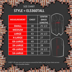 Event Leather EL5360TALL Men's Side Lace Vest with Denim Style Pockets Tall Sizes
