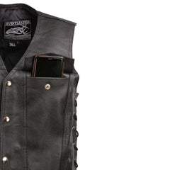 Event Leather EL5360TALL Men's Side Lace Vest with Denim Style Pockets Tall Sizes