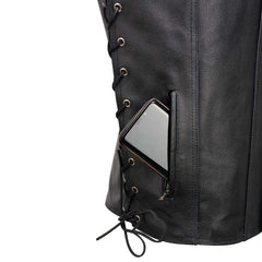 Event Leather EL5360TALL Men's Side Lace Vest with Denim Style Pockets Tall Sizes