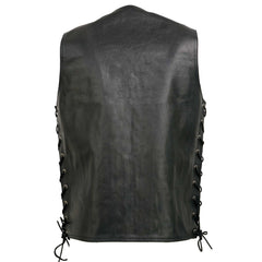 Event Leather EL5360TALL Men's Side Lace Vest with Denim Style Pockets Tall Sizes