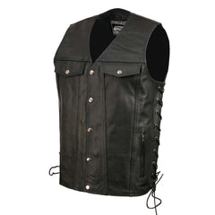 Event Leather EL5360TALL Men's Side Lace Vest with Denim Style Pockets Tall Sizes
