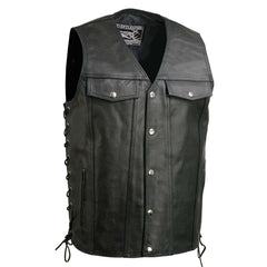 Event Leather EL5360TALL Men's Side Lace Vest with Denim Style Pockets Tall Sizes