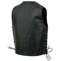 Event Leather EL5391 Men's Black Leather 10 Pocket Side Lace Vest