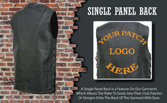 Event Leather EL5391 Men's Tall Sizes Black Leather 10 Pocket Side Lace Vest