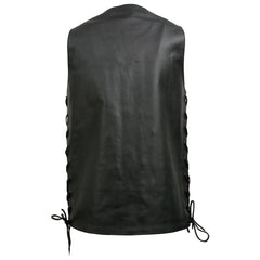 Event Leather EL5391 Men's Tall Sizes Black Leather 10 Pocket Side Lace Vest