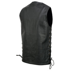 Event Leather EL5391 Men's Tall Sizes Black Leather 10 Pocket Side Lace Vest