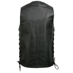 Event Leather EL5391 Men's Tall Sizes Black Leather 10 Pocket Side Lace Vest