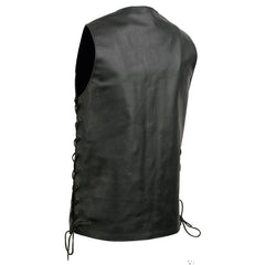 Event Leather EL5391 Men's Tall Sizes Black Leather 10 Pocket Side Lace Vest