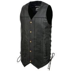 Event Leather EL5391 Men's Tall Sizes Black Leather 10 Pocket Side Lace Vest