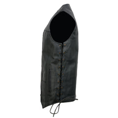 Event Leather EL5391 Men's Tall Sizes Black Leather 10 Pocket Side Lace Vest