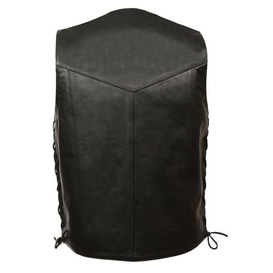Event Leather EL5397 Men's Black Leather Vest with  Adjustable Side Laces