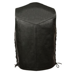 Event Leather EL5397 Black Motorcycle Leather Vest for Men w/ Side Lace- Riding Club Adult Motorcycle Vests