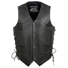 Event Leather's ELM3900 Men's 100% Genuine Motorcycle Leather Vest | Biker Vests with Embossed Eagle | Live To Ride