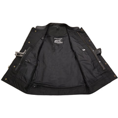 Event Leather ELM3910 Men's Black Motorcycle Leather Riders Club Style Vest w/ Dual Closure