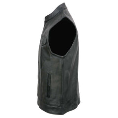 Event Leather ELM3910 Men's Black Motorcycle Leather Riders Club Style Vest w/ Dual Closure