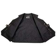 Event Leather ELM3920 Men's Black Leather Pre-Patched Bikers Vest w/ 6 Pockets - 23 Patches and Side Laces