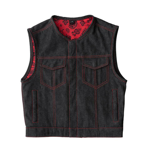 FIM6019L-DM-Ember Men's Motorcycle Denim Vest
