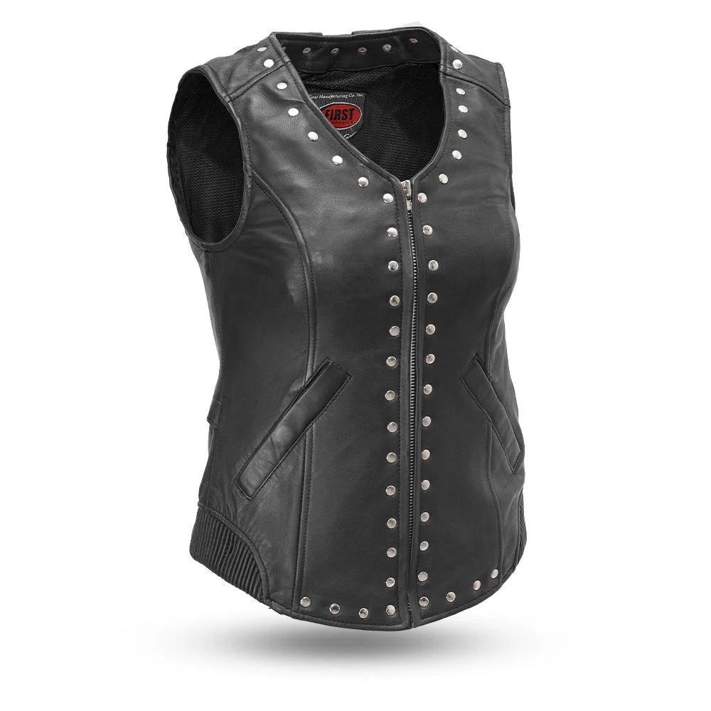 FIL575SDM-Empress Women's Motorcycle Leather Vest