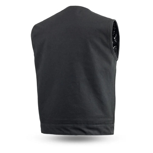 FIM633CNVS-BLK-Fairfax V2 Men's Motorcycle Canvas Vest