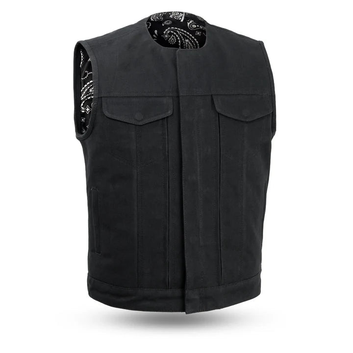 FIM633CNVS-BLK-Fairfax V2 Men's Motorcycle Canvas Vest
