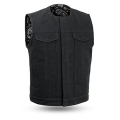 FIM633CNVS-BLK-Fairfax V2 Men's Motorcycle Canvas Vest