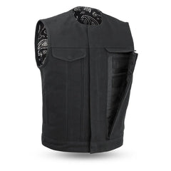 FIM633CNVS-BLK-Fairfax V2 Men's Motorcycle Canvas Vest