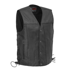 FIM618CFD-Gambler Men's Motorcycle Leather Vest