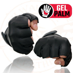 Milwaukee Leather MG7585 Men's Black Leather Full Panel Fingerless Gloves with Gel Palm