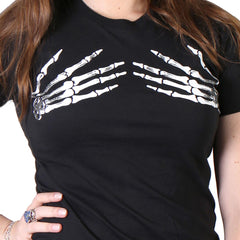 Hot Leathers GLR1012 Ladies Full Cut Skeleton Hands Short Sleeve T-Shirt