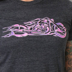 Hot Leathers GLR1215 Ladies Pink and Purple Fire Bobber Full Cut Motorcycle T-Shirt