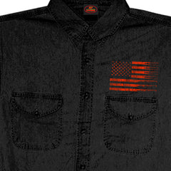 Hot Leathers GMD5430 Mens Black Flag Bullets Sleeveless Black Denim Shir