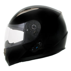 Milwaukee Helmets H510 Gloss Black Chit-Chat Full Face Wireless Motorcycle Helmet-Stream Music-Phone Calls
