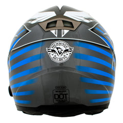 Milwaukee Helmets H512 Titanium and Blue Chit-Chat Full Face Wireless Motorcycle Helmet-Stream Music-Phone Calls