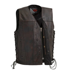 FIM619CV-COPR-High Roller Men's Motorcycle Leather Vest