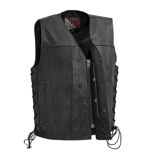 FIM619CDL-BLK-High Roller Men's Motorcycle Leather Vest