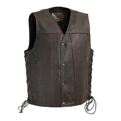 FIM619CV-COPR-High Roller Men's Motorcycle Leather Vest