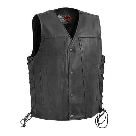 FIM619CDL-BLK-High Roller Men's Motorcycle Leather Vest