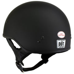 Hot Leathers Flat Matte Black Motorcycle Skull Cap Half Helmet DOT Approved HLD1001