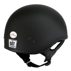 Hot Leathers HLT68-SP Flat Black The O.G. No Logo Motorcycle DOT Skull Cap Half Helmet Biker