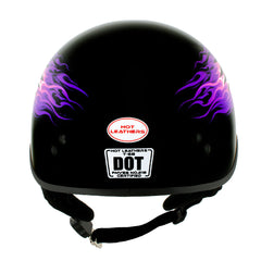 Hot Leathers HLD1007 Black Out Eagle Gloss Black Motorcycle DOT Skull Cap Half Helmet Biker