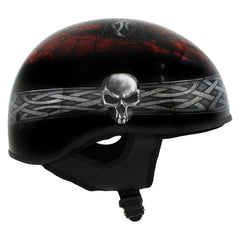 Hot Leathers HLD1008 Black Celtic Cross Motorcycle DOT Approved Skull Cap Half Helmet Biker