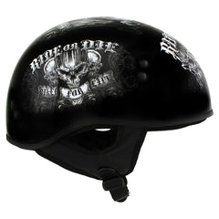 Hot Leathers HLD1016 Ride or Die Gloss Black Motorcycle DOT Skull Cap Half Helmet Biker