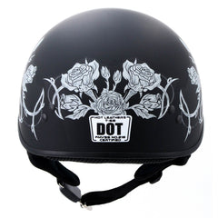 Hot Leathers HLD1021 Lady Rider Flat Black Motorcycle DOT Approved Skull Cap Half Biker Helmet