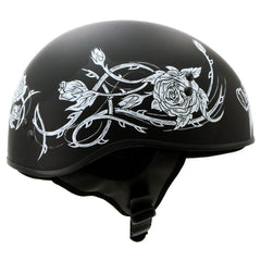 Hot Leathers HLD1021 Lady Rider Flat Black Motorcycle DOT Approved Skull Cap Half Biker Helmet